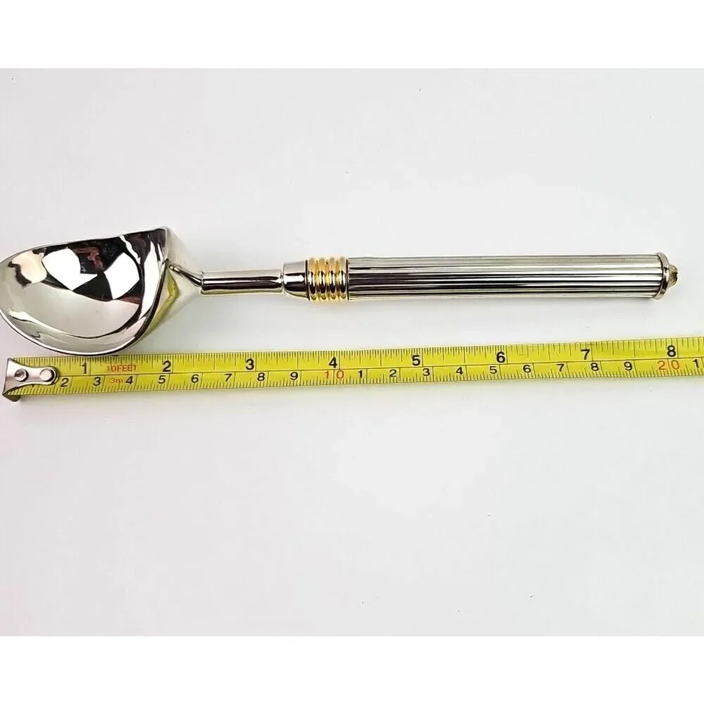 Vintage Ice Cream Scoop Silver Tone with Gold Tone Trim Retro 8 inch Classy
